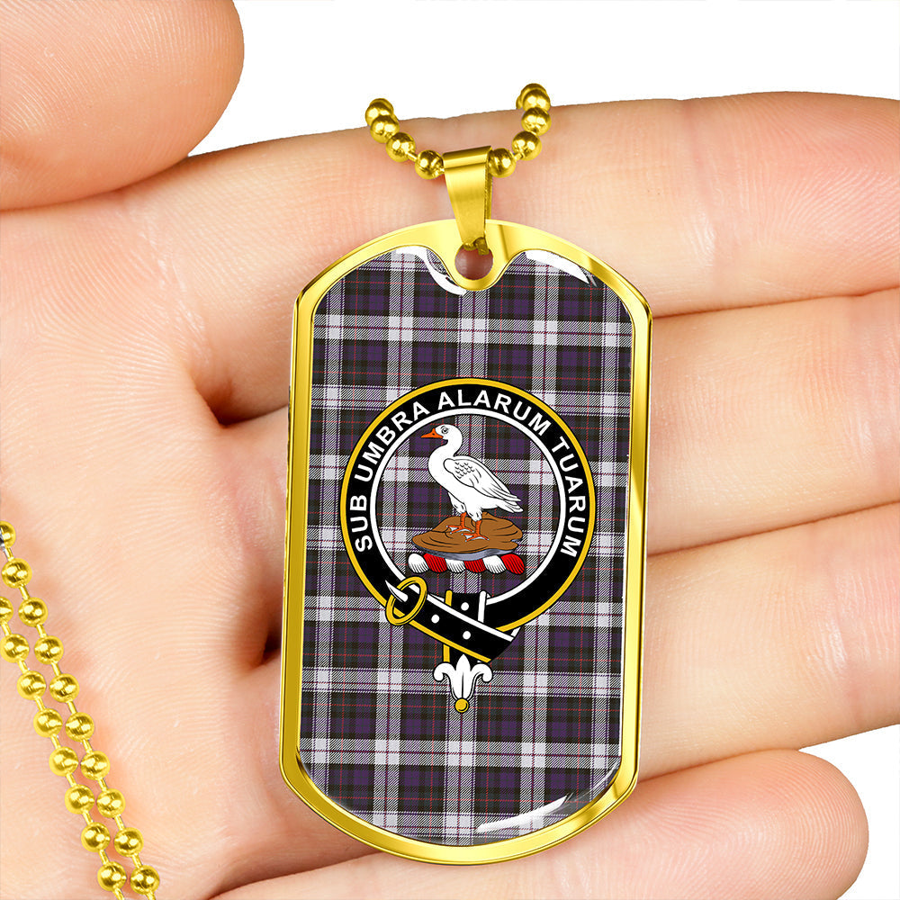 Lauder Dress Weathered Clan Badge Classic Tartan Dog Tag Necklace
