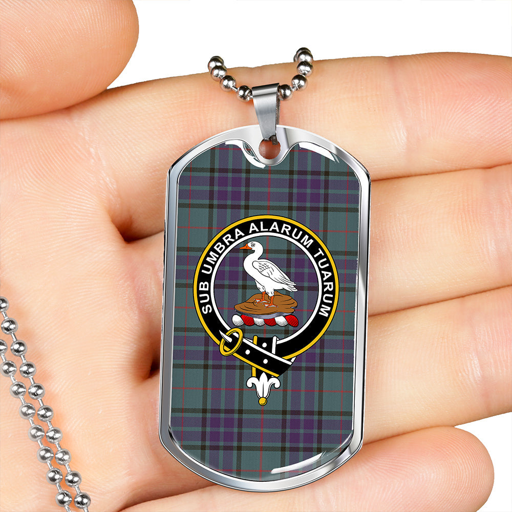 Lauder Weathered Clan Badge Classic Tartan Dog Tag Necklace