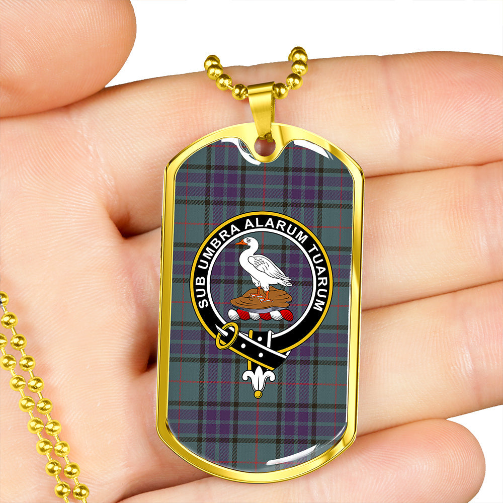 Lauder Weathered Clan Badge Classic Tartan Dog Tag Necklace