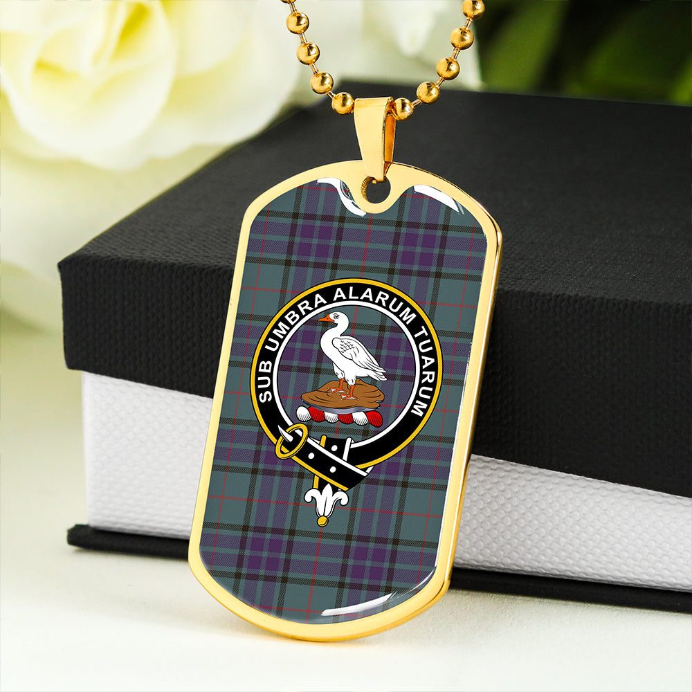 Lauder Weathered Clan Badge Classic Tartan Dog Tag Necklace