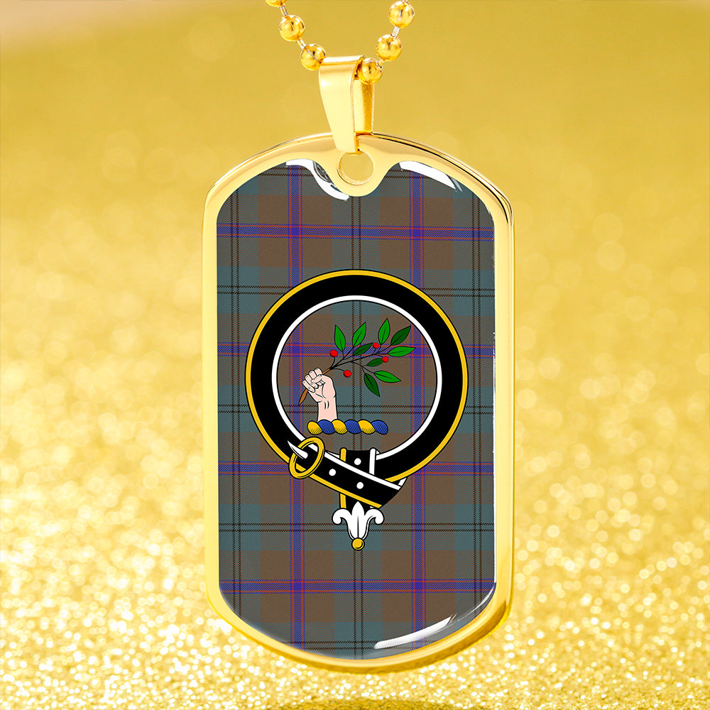 Laurie Weathered Clan Badge Classic Tartan Dog Tag Necklace