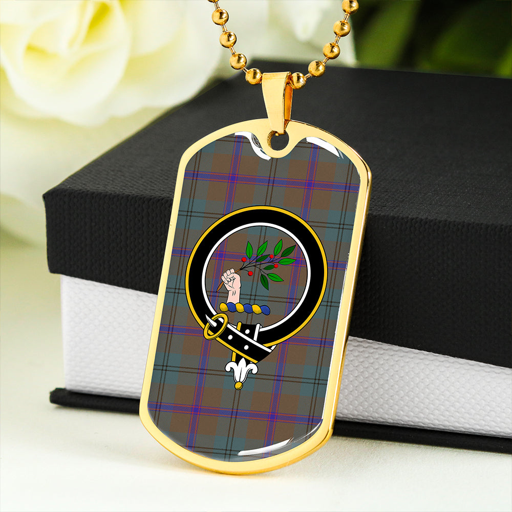 Laurie Weathered Clan Badge Classic Tartan Dog Tag Necklace