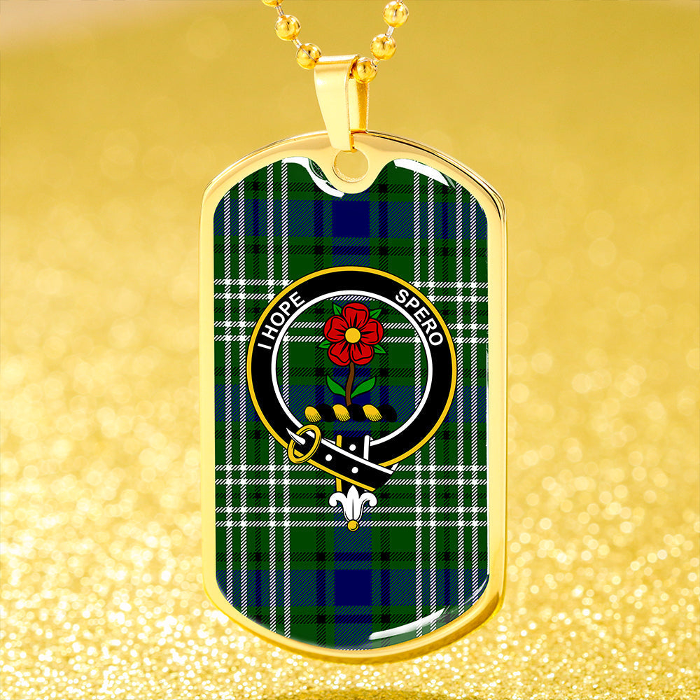 Learmonth Clan Badge Classic Tartan Dog Tag Necklace