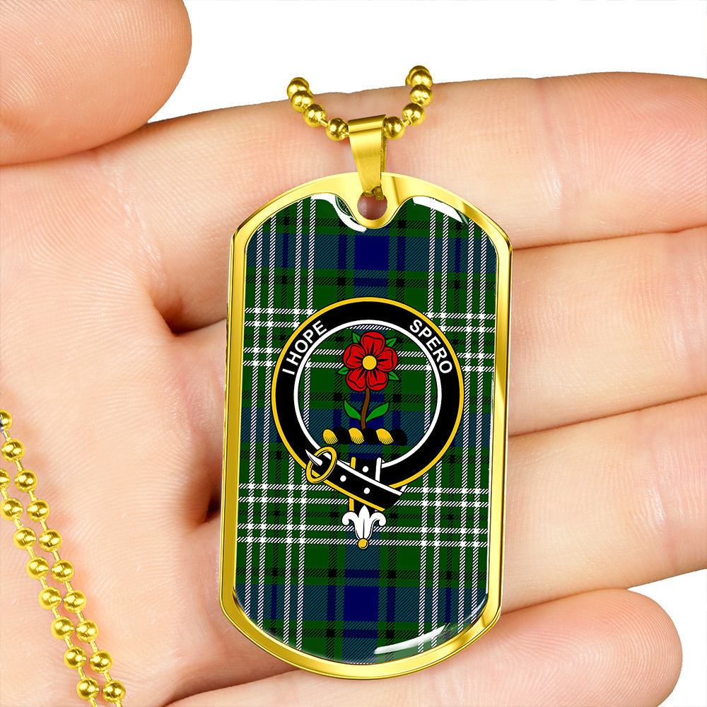 Learmonth Clan Badge Classic Tartan Dog Tag Necklace