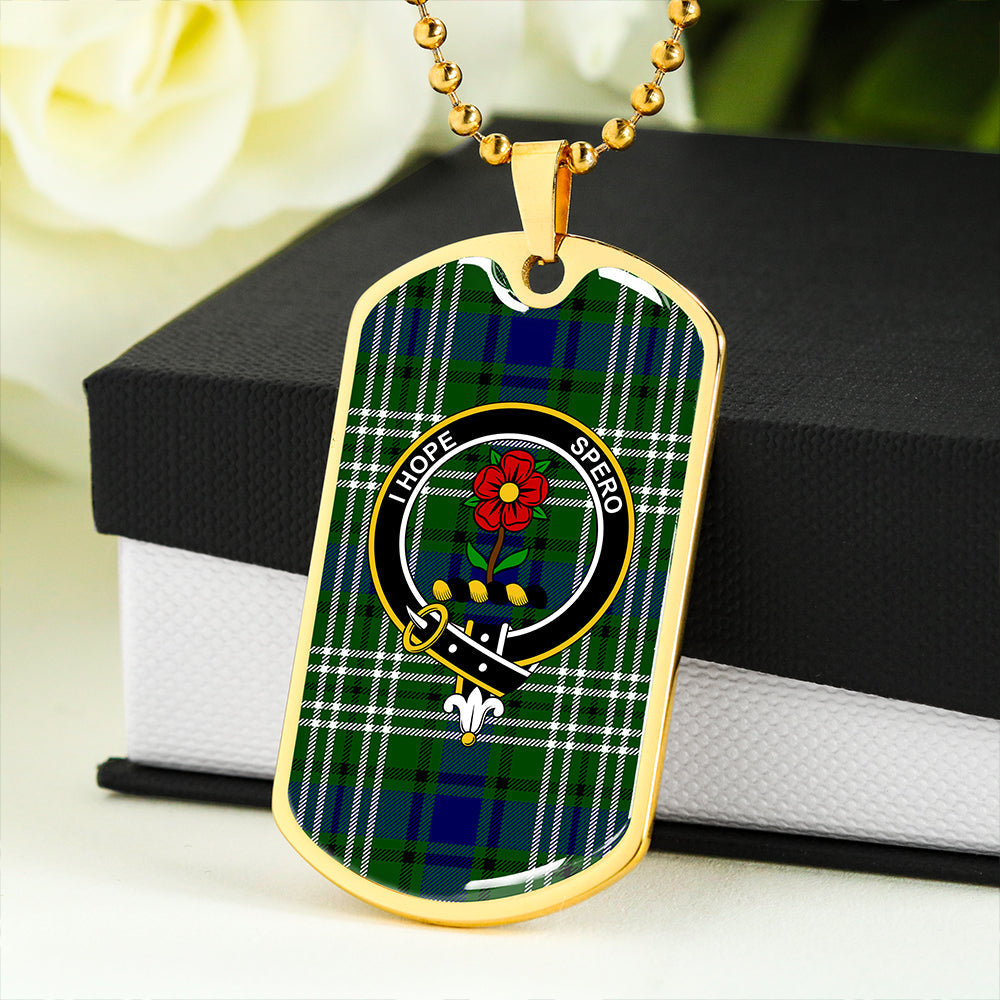 Learmonth Clan Badge Classic Tartan Dog Tag Necklace