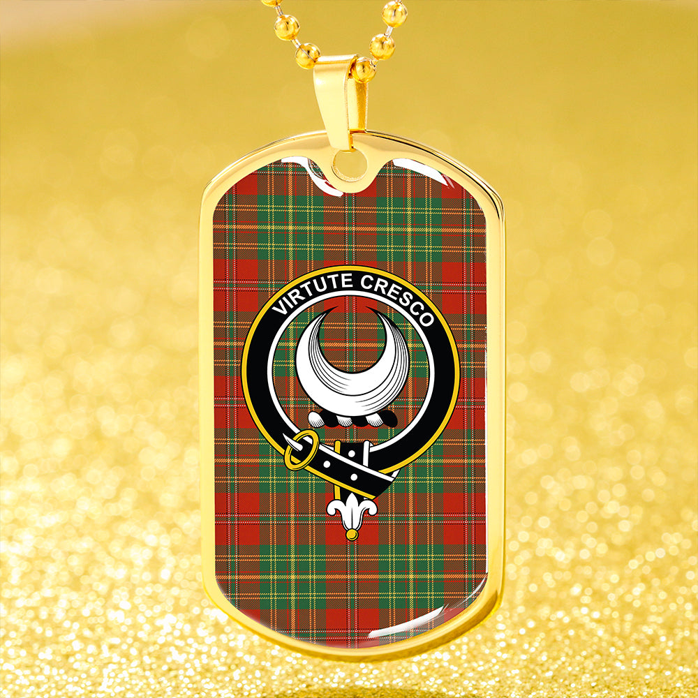 Leask Ancient Clan Badge Classic Tartan Dog Tag Necklace