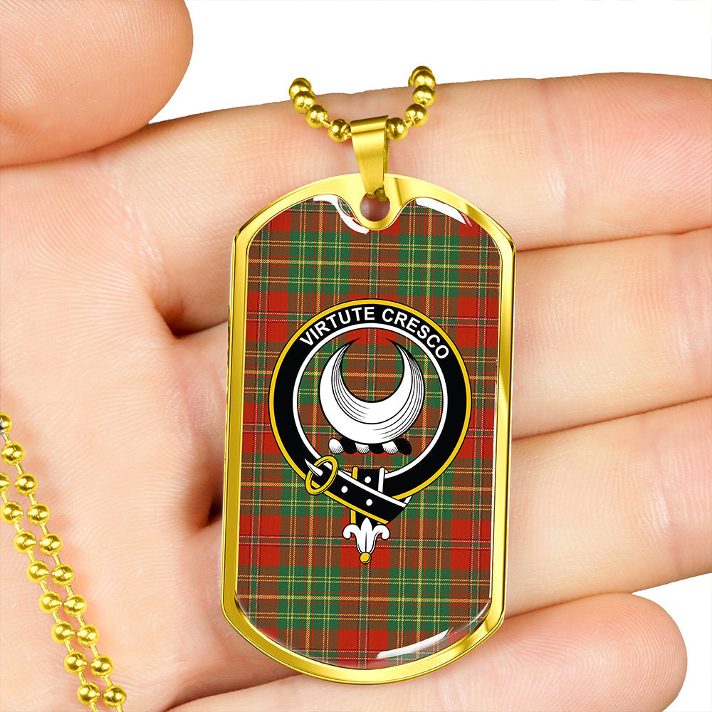 Leask Ancient Clan Badge Classic Tartan Dog Tag Necklace