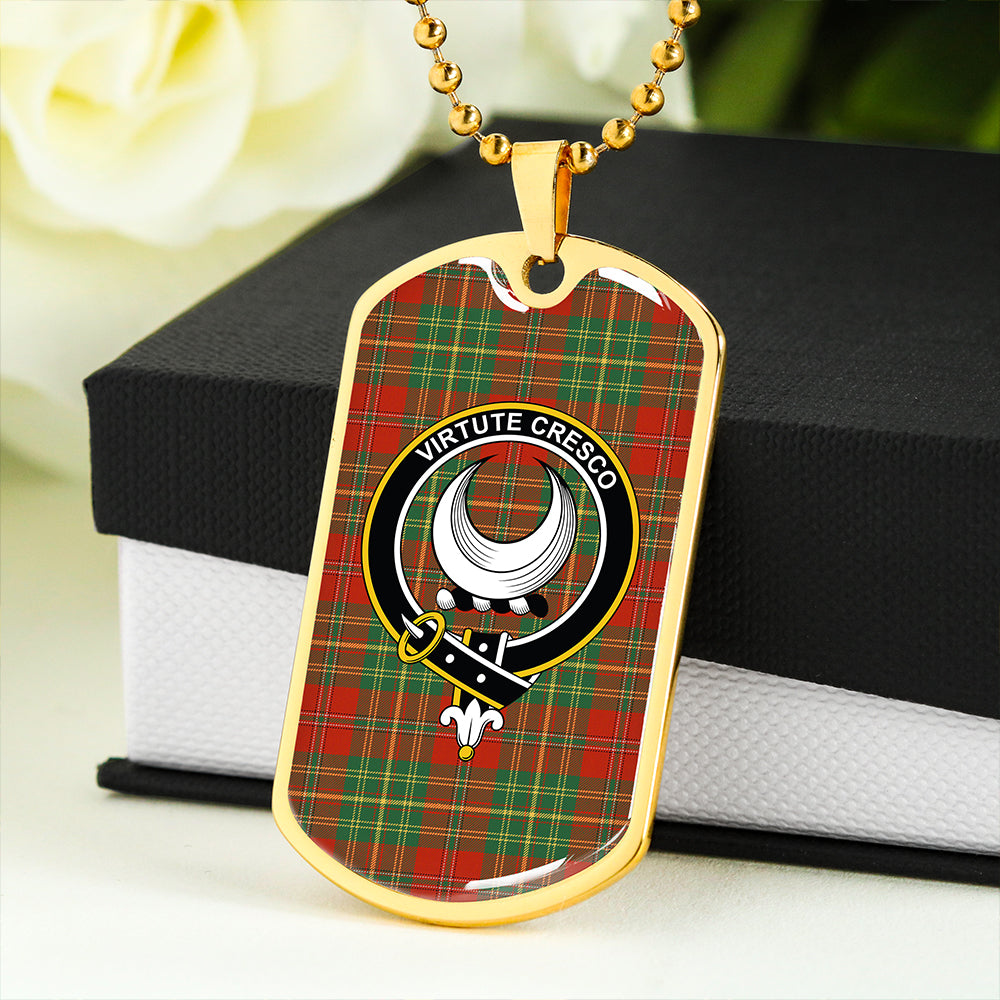Leask Ancient Clan Badge Classic Tartan Dog Tag Necklace