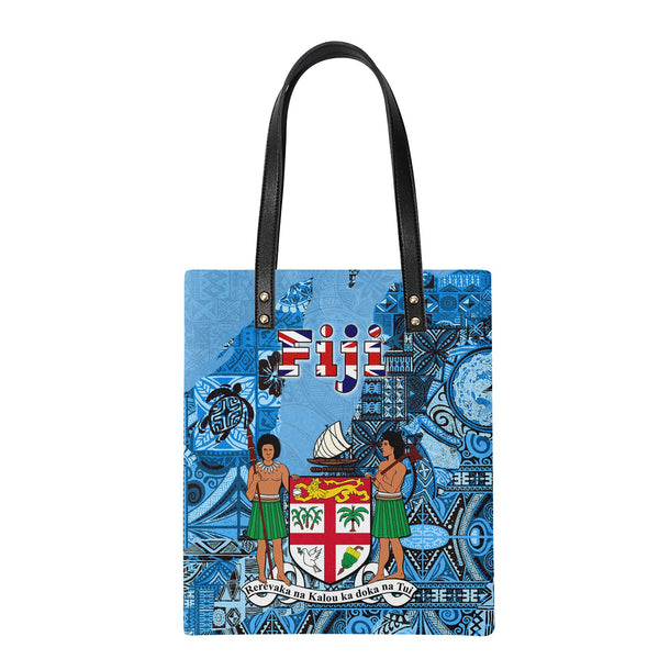 Fiji Flag & Coat Of Arms Leather Ordinary Tote Bag