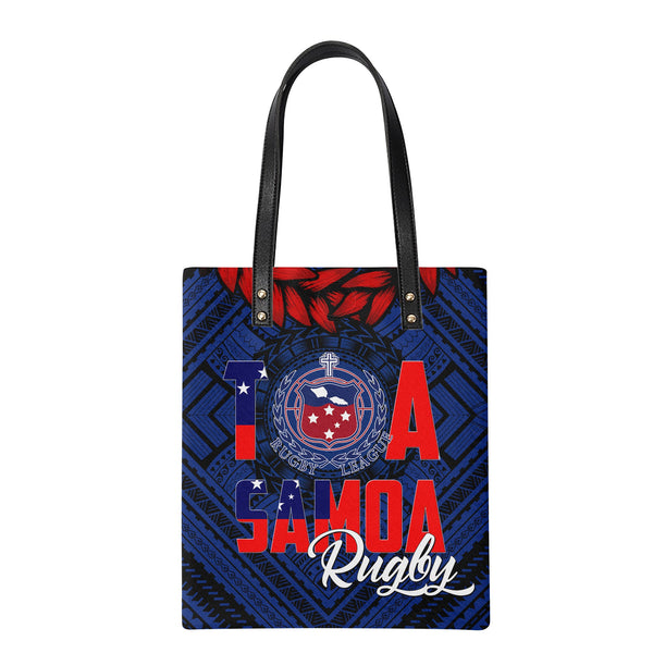 Polynesian Samoa Leather Ordinary Tote Bag Toa Samoa Rugby Ula Fala Style