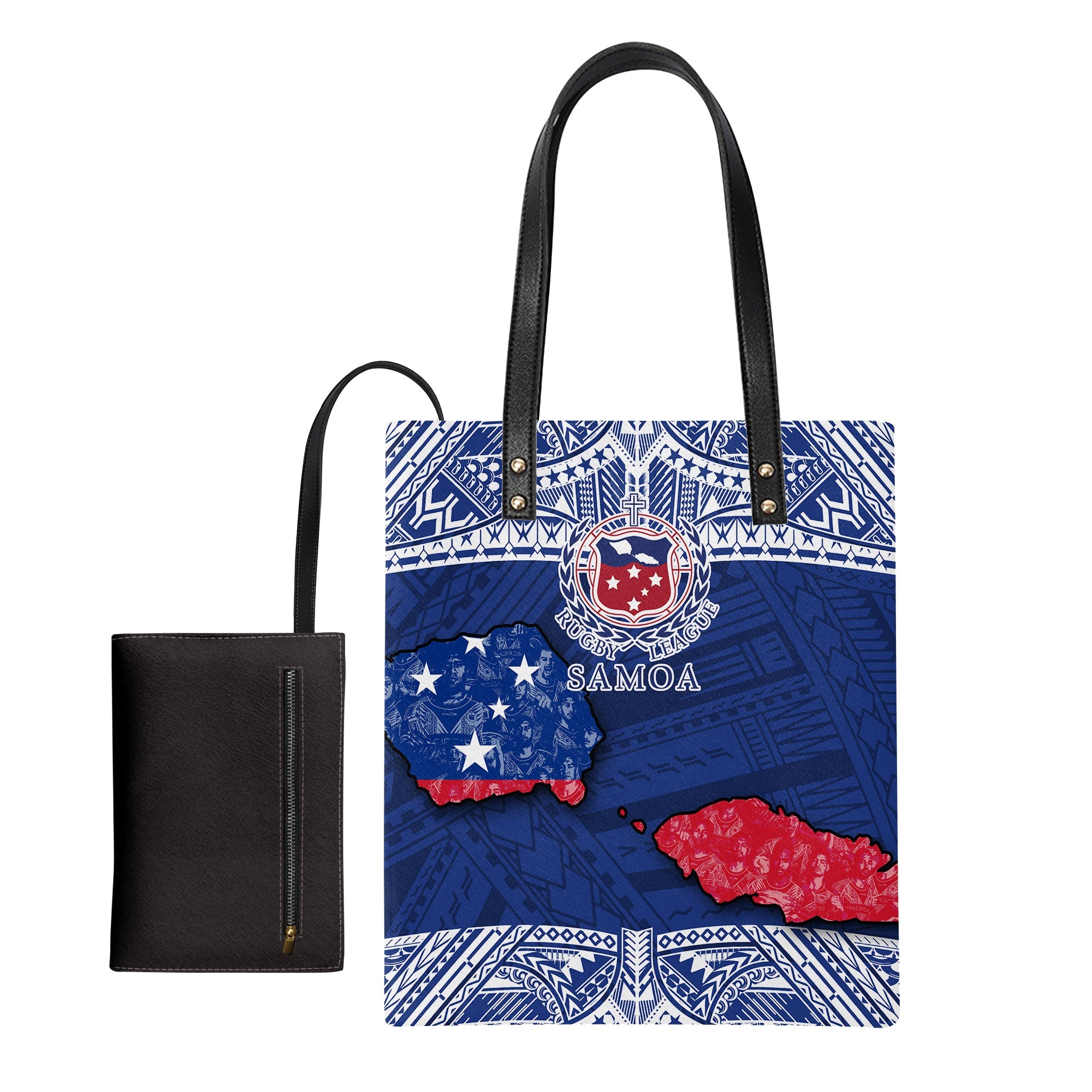 Samoa TOA Rugby Leather Ordinary Tote Bag Map Style