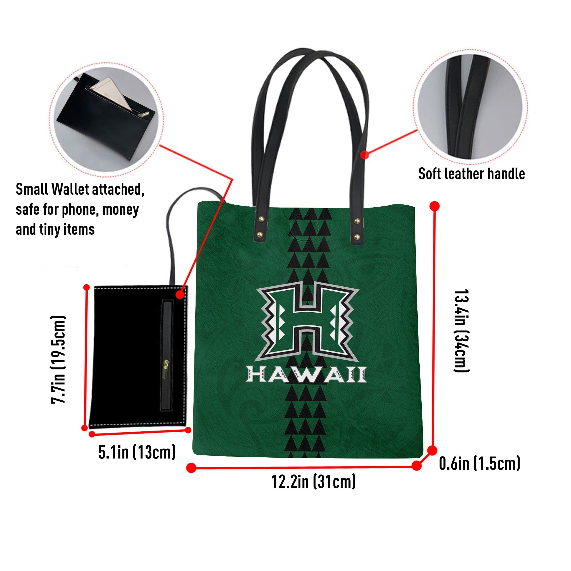 Hawaii Rainbow Warriors Rugby Leather Ordinary Tote Bag