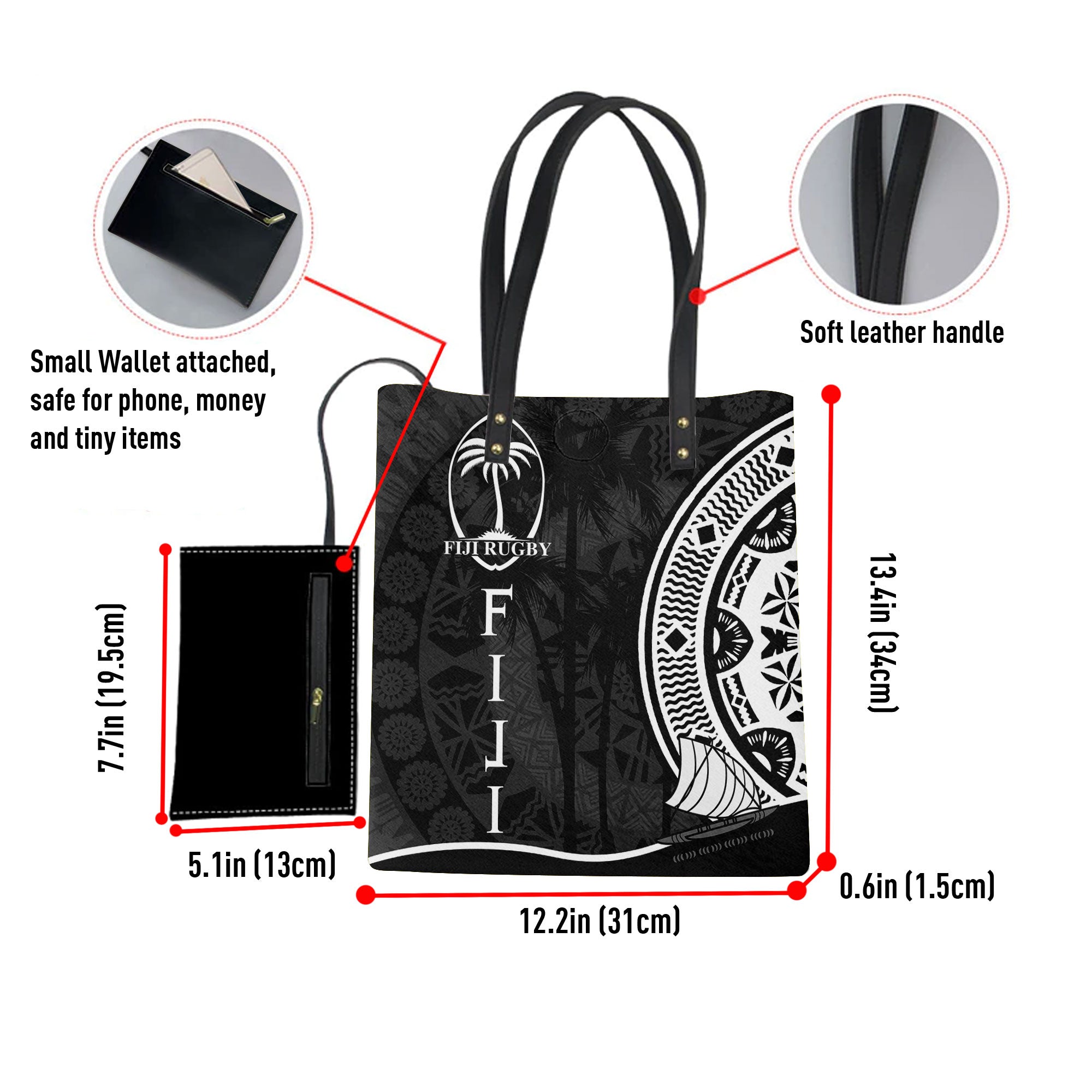 Fiji Rugby Leather Ordinary Tote Bag