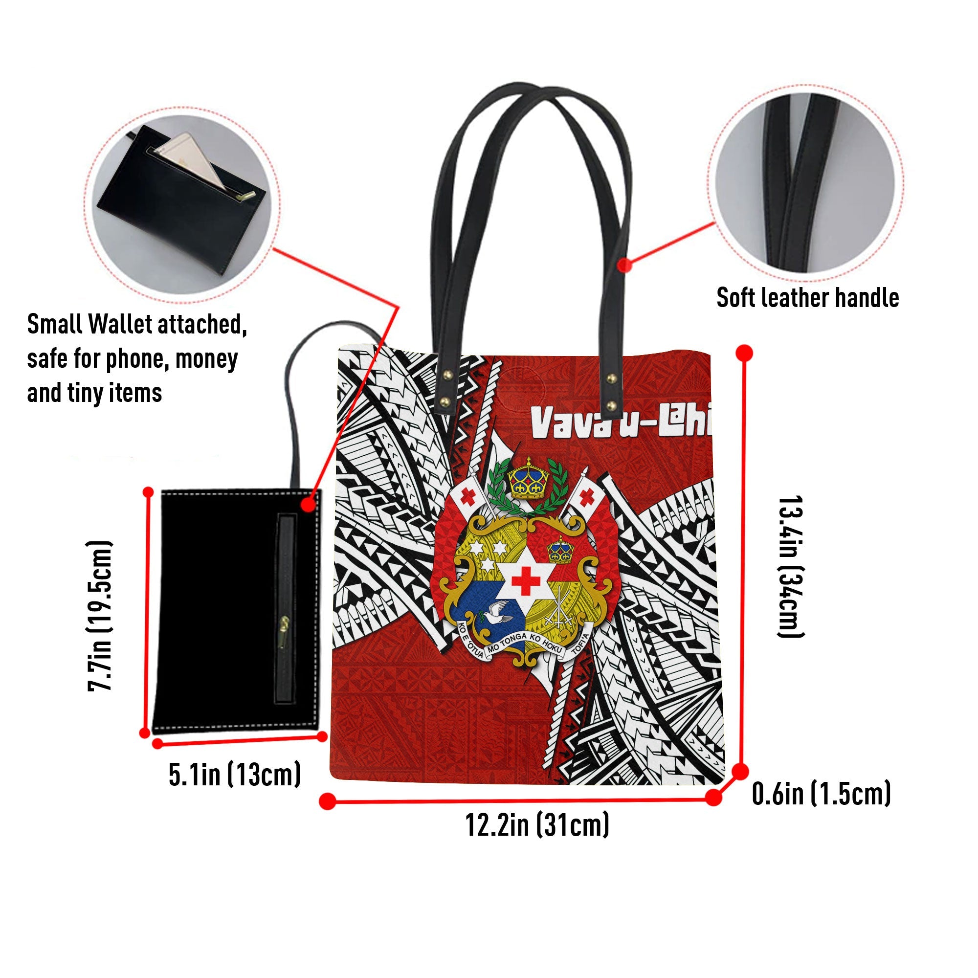 Tonga Vava'u Lahi Coat Of Arms Leather Ordinary Tote Bag