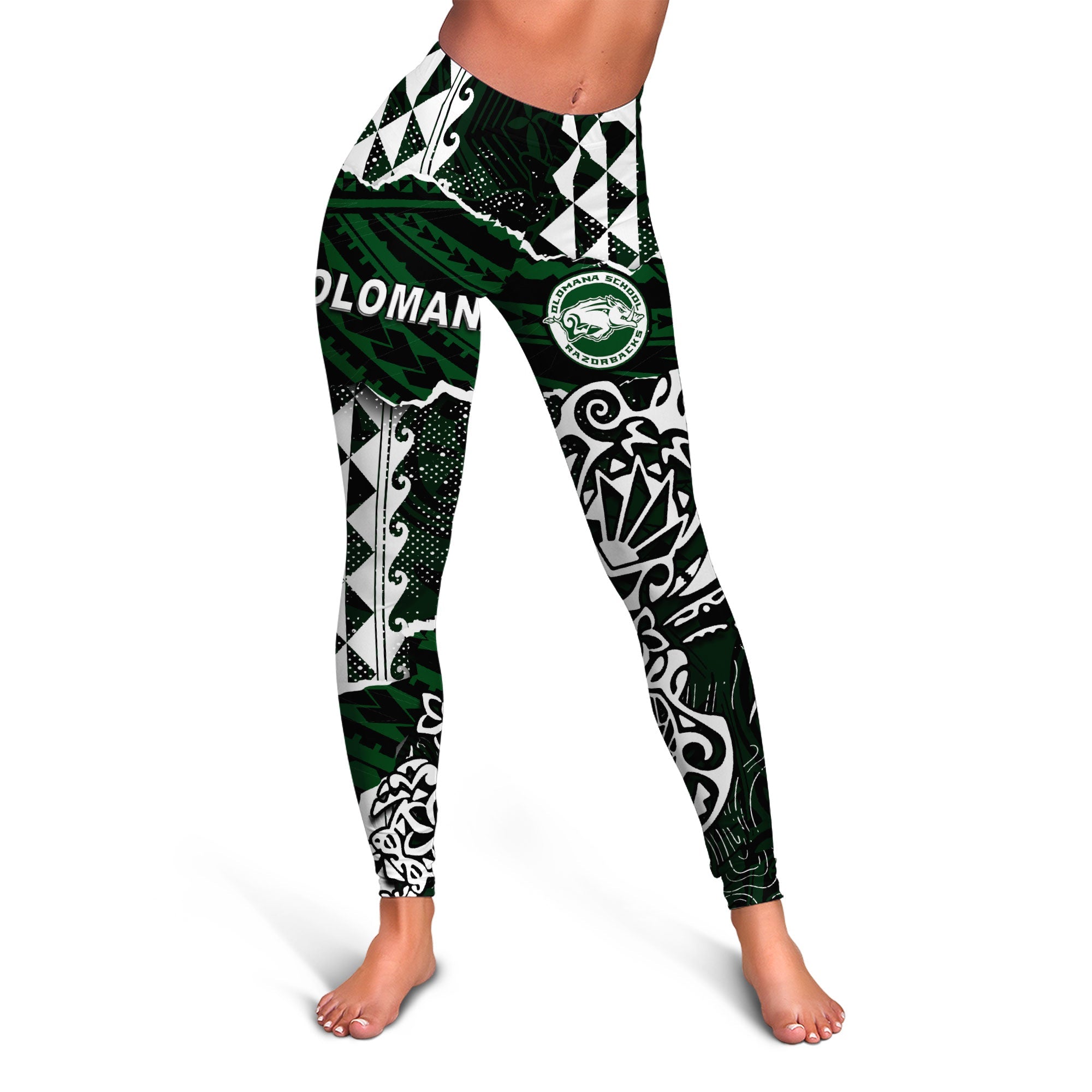 Hawaii Olomana High & Intermediate School Legging Polynesian Turtle Style