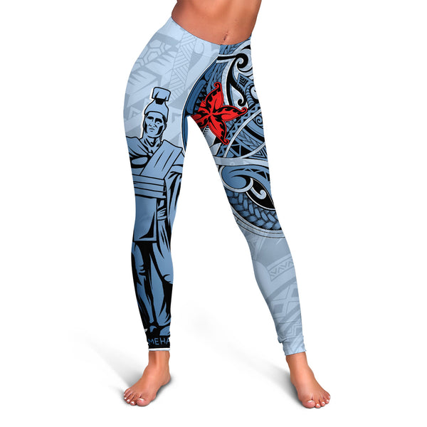 King Kamehameha Hawaiian Legging Sea Green Plumeria Style