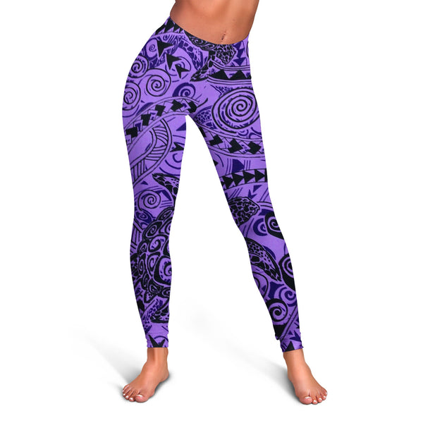 Hawaii Polynesian Turtle Legging Purple Style