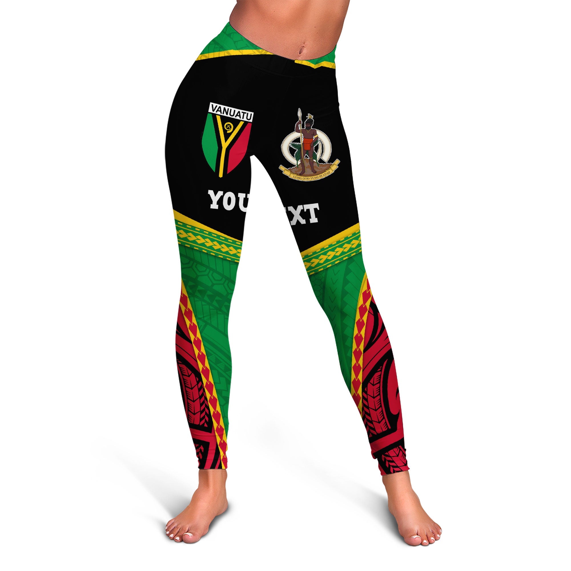 Vanuatu Flag & Coat Of Arms Legging Black Style