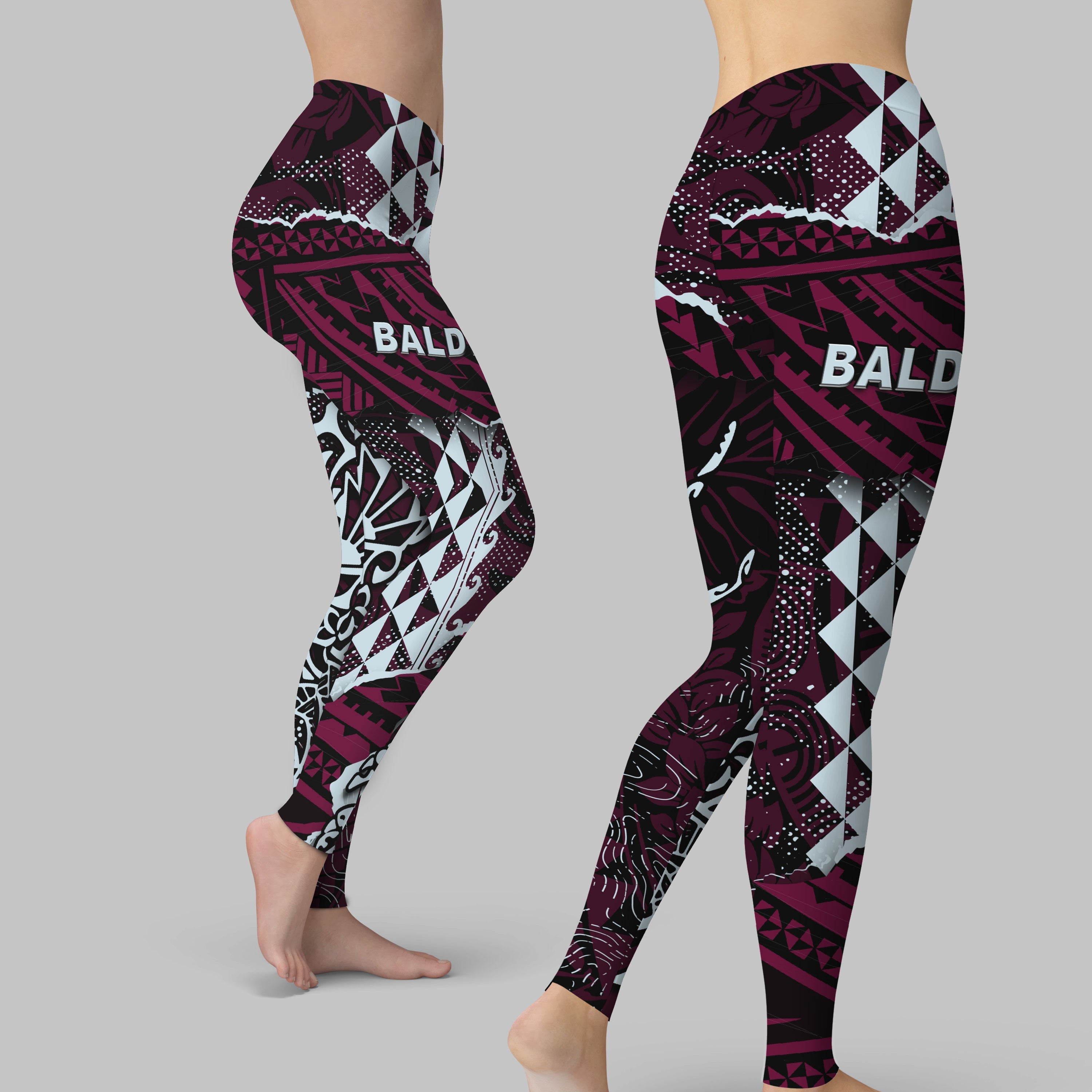 Hawaii Baldwin High School Legging Polynesian Turtle Style