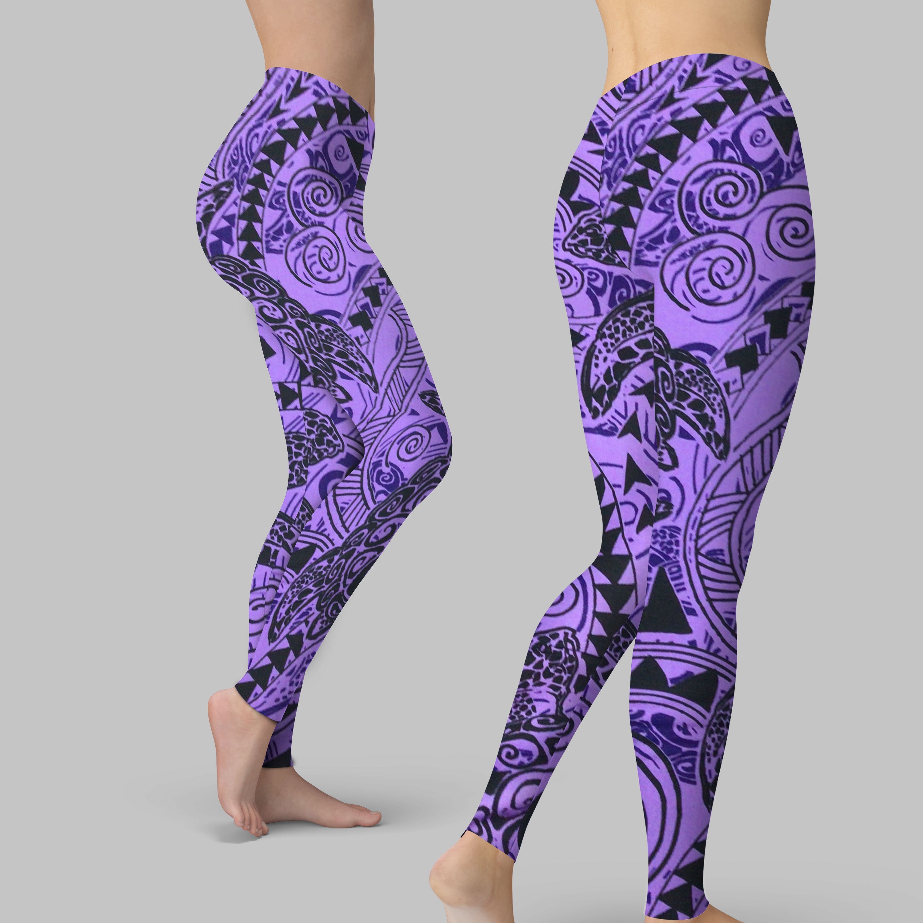 Hawaii Polynesian Turtle Legging Purple Style