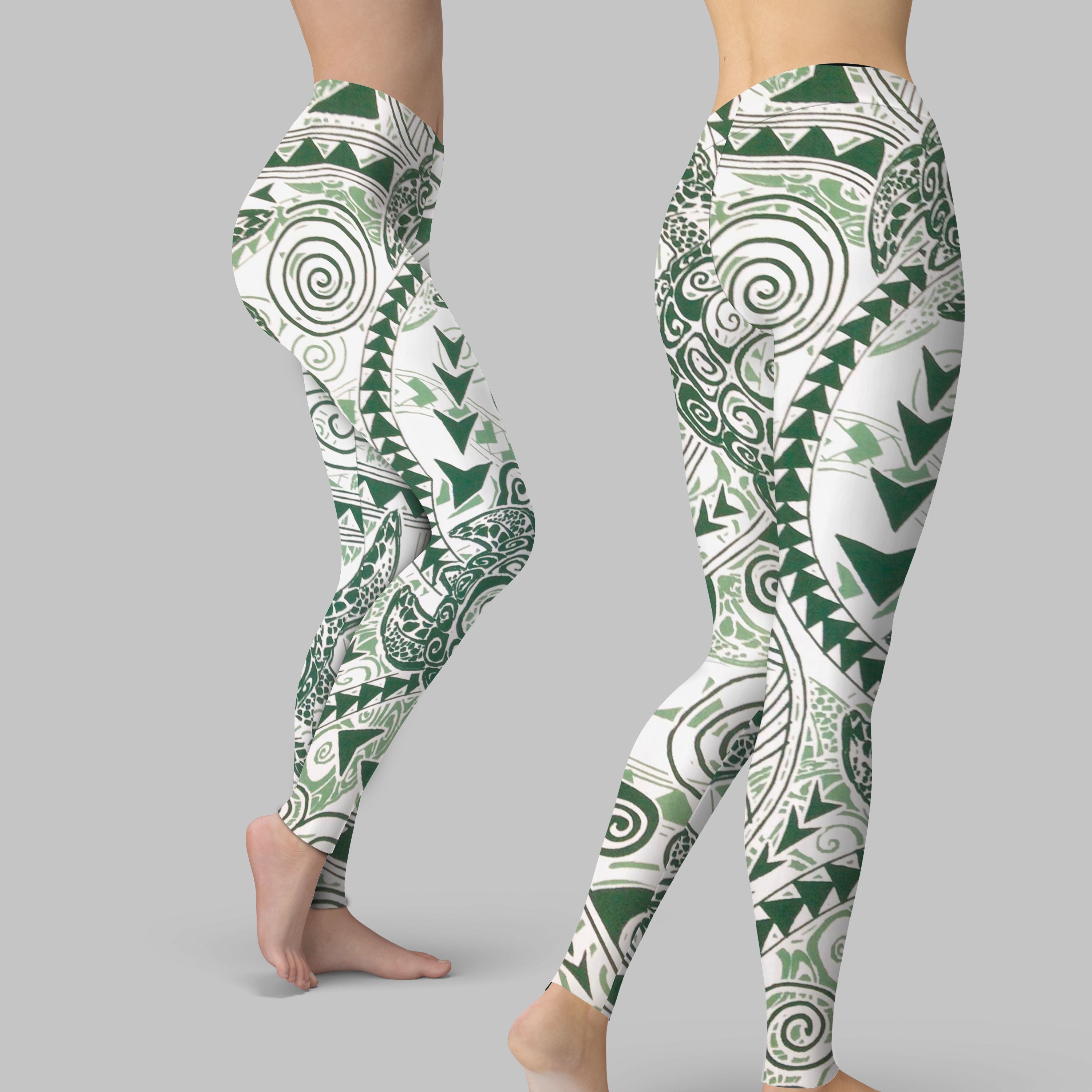 Hawaii Polynesian Turtle Legging Green Style