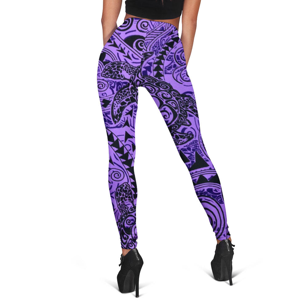 Hawaii Polynesian Turtle Legging Purple Style