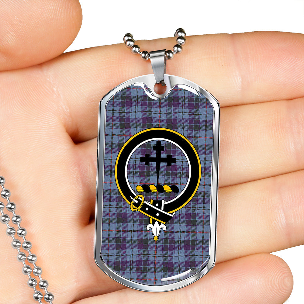 Leith District Weathered Clan Badge Classic Tartan Dog Tag Necklace