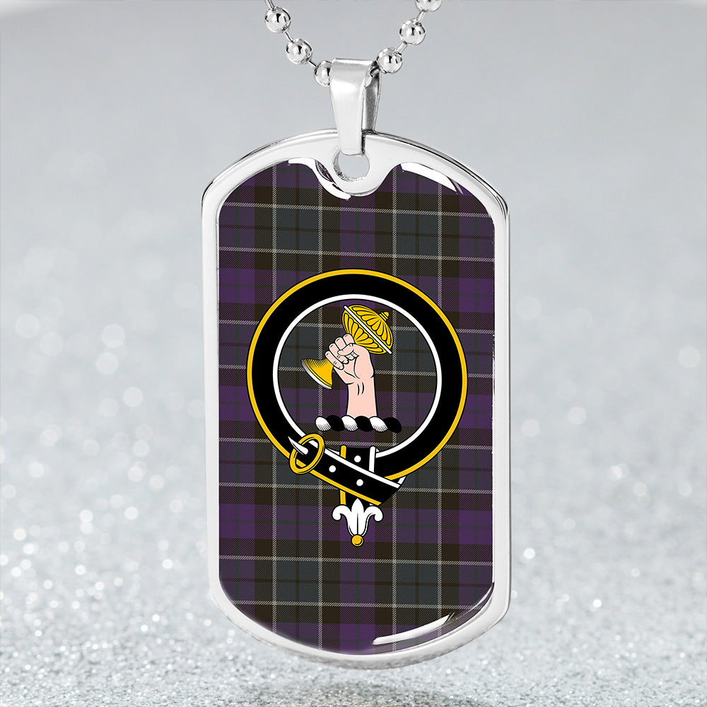Lennie (Leny) Weathered Clan Badge Classic Tartan Dog Tag Necklace