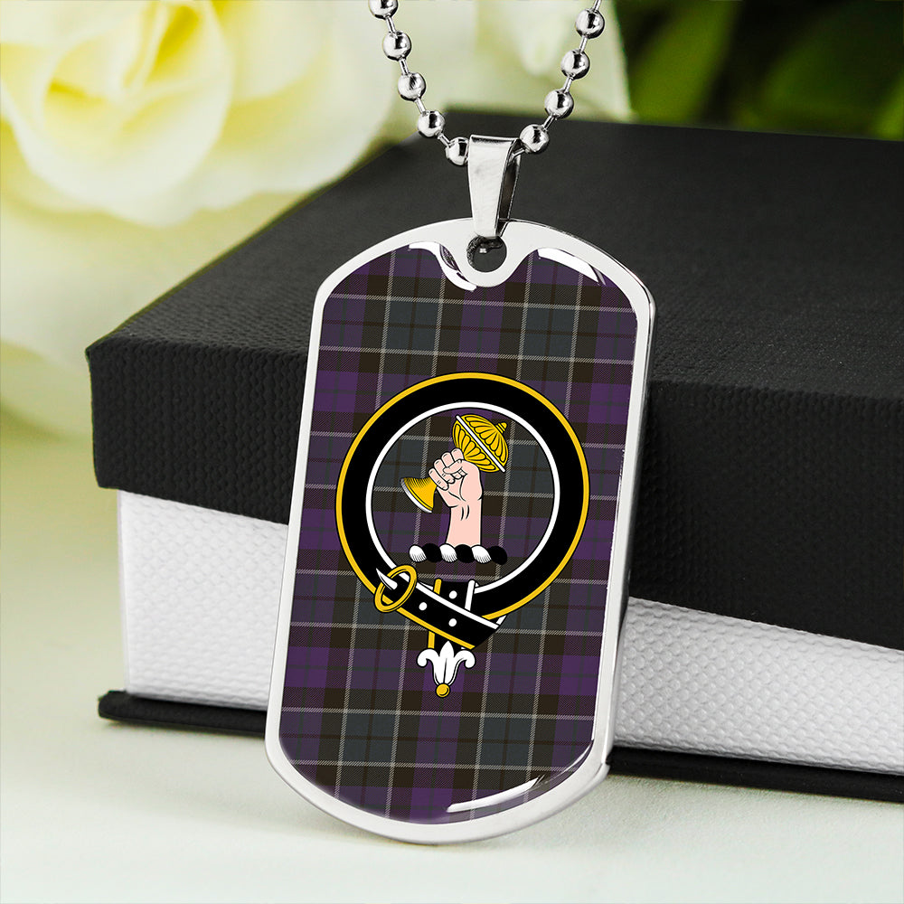 Lennie (Leny) Weathered Clan Badge Classic Tartan Dog Tag Necklace