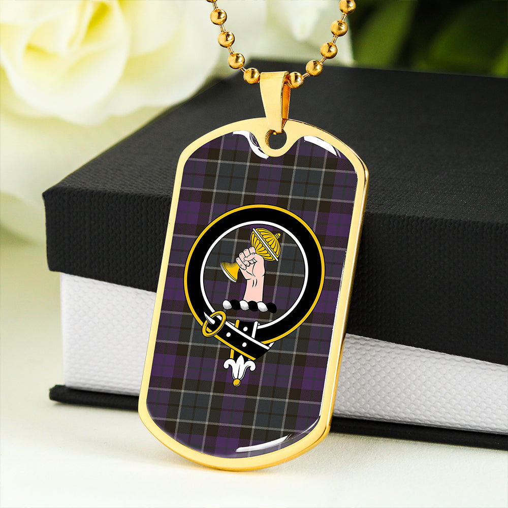 Lennie (Leny) Weathered Clan Badge Classic Tartan Dog Tag Necklace