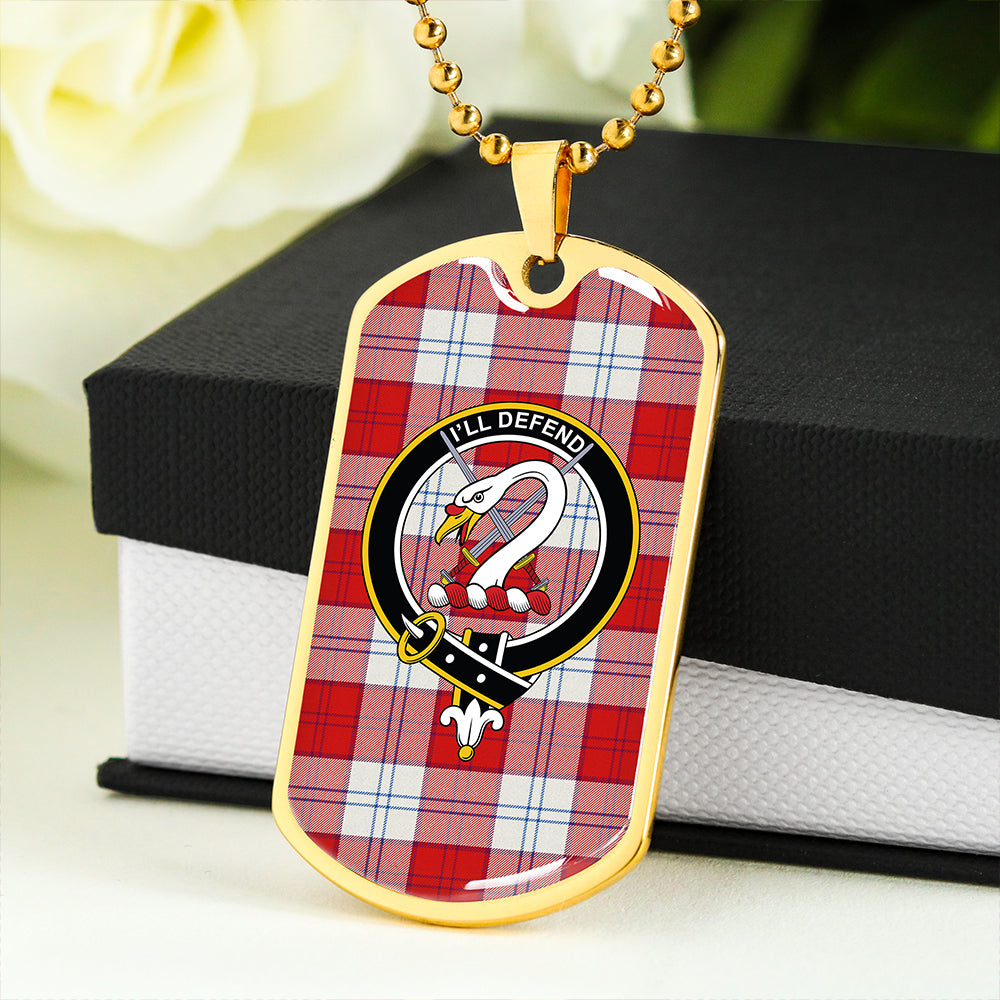 Lennox Dress Red Clan Badge Classic Tartan Dog Tag Necklace