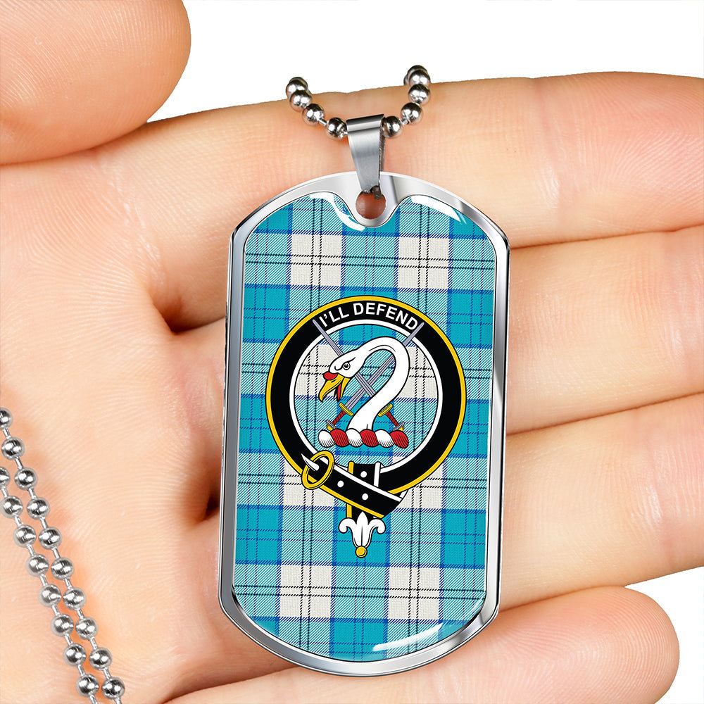 Lennox Dress Turquoise Clan Badge Classic Tartan Dog Tag Necklace