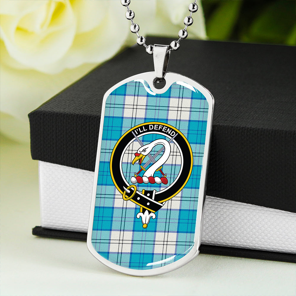 Lennox Dress Turquoise Clan Badge Classic Tartan Dog Tag Necklace
