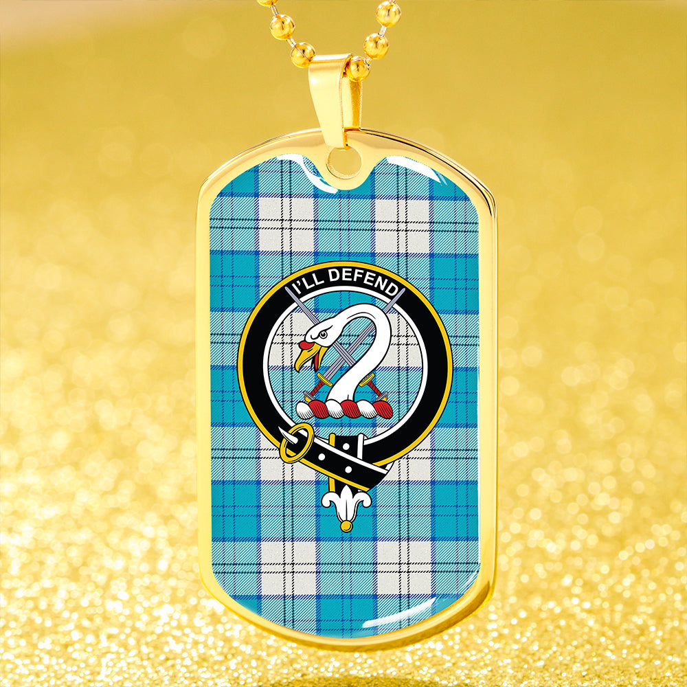 Lennox Dress Turquoise Clan Badge Classic Tartan Dog Tag Necklace