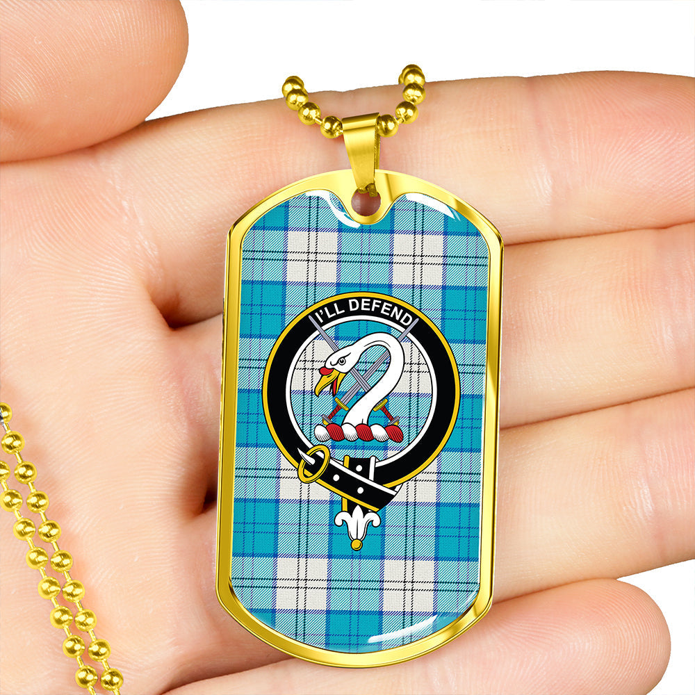 Lennox Dress Turquoise Clan Badge Classic Tartan Dog Tag Necklace