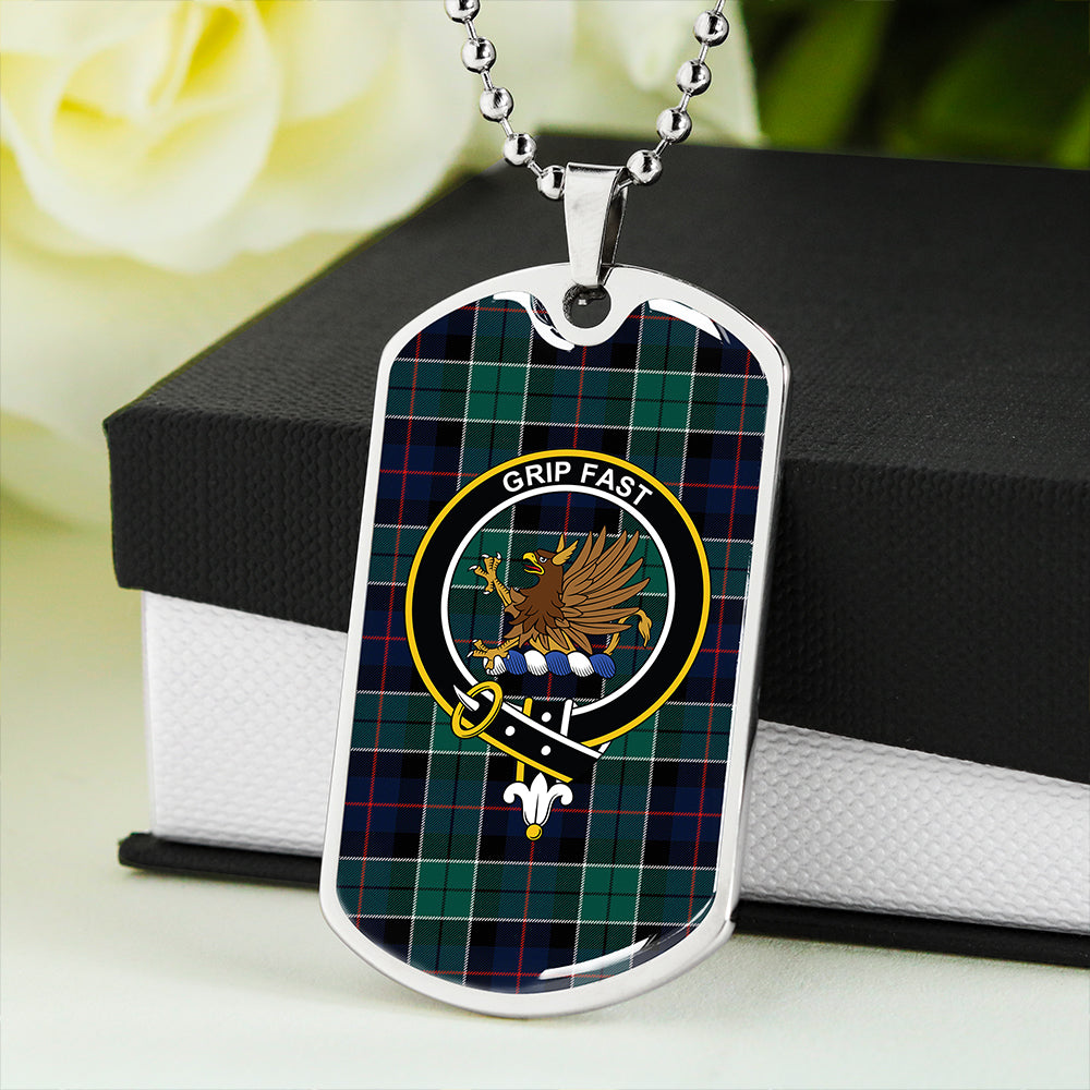 Leslie Hunting (Leslie Green) Modern Clan Badge Classic Tartan Dog Tag Necklace