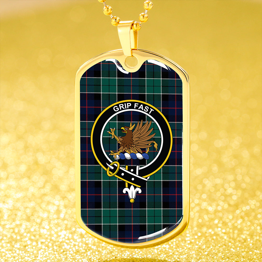 Leslie Hunting (Leslie Green) Modern Clan Badge Classic Tartan Dog Tag Necklace