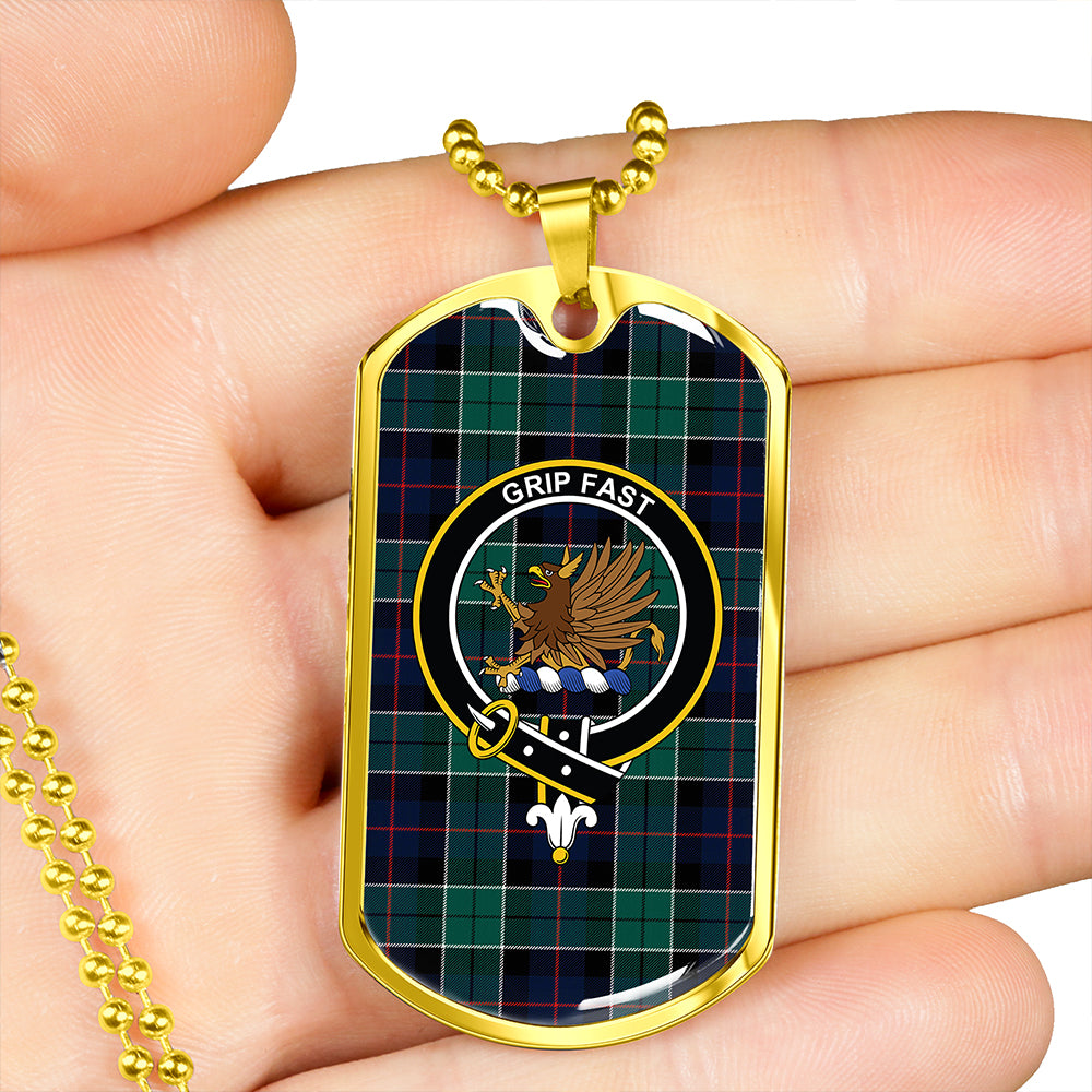Leslie Hunting (Leslie Green) Modern Clan Badge Classic Tartan Dog Tag Necklace