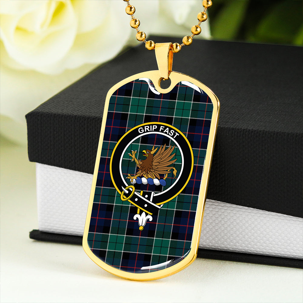 Leslie Hunting (Leslie Green) Modern Clan Badge Classic Tartan Dog Tag Necklace