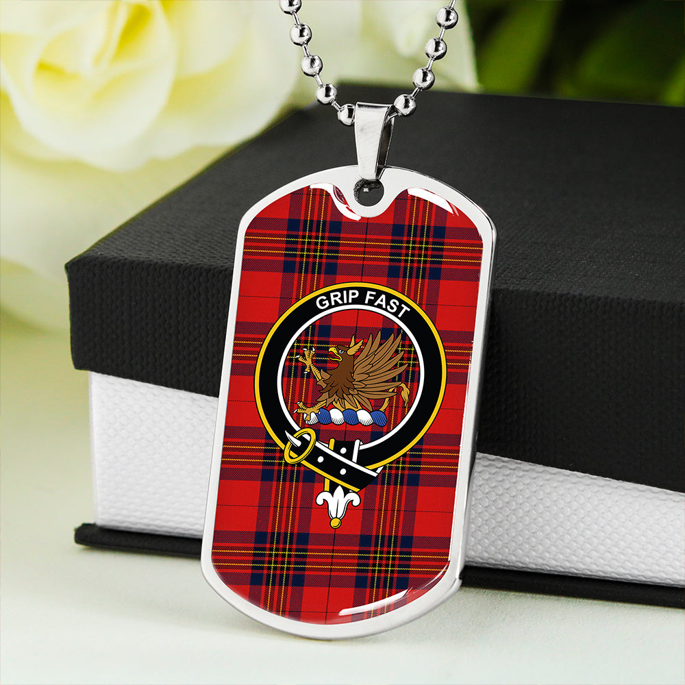 Leslie Modern Clan Badge Classic Tartan Dog Tag Necklace