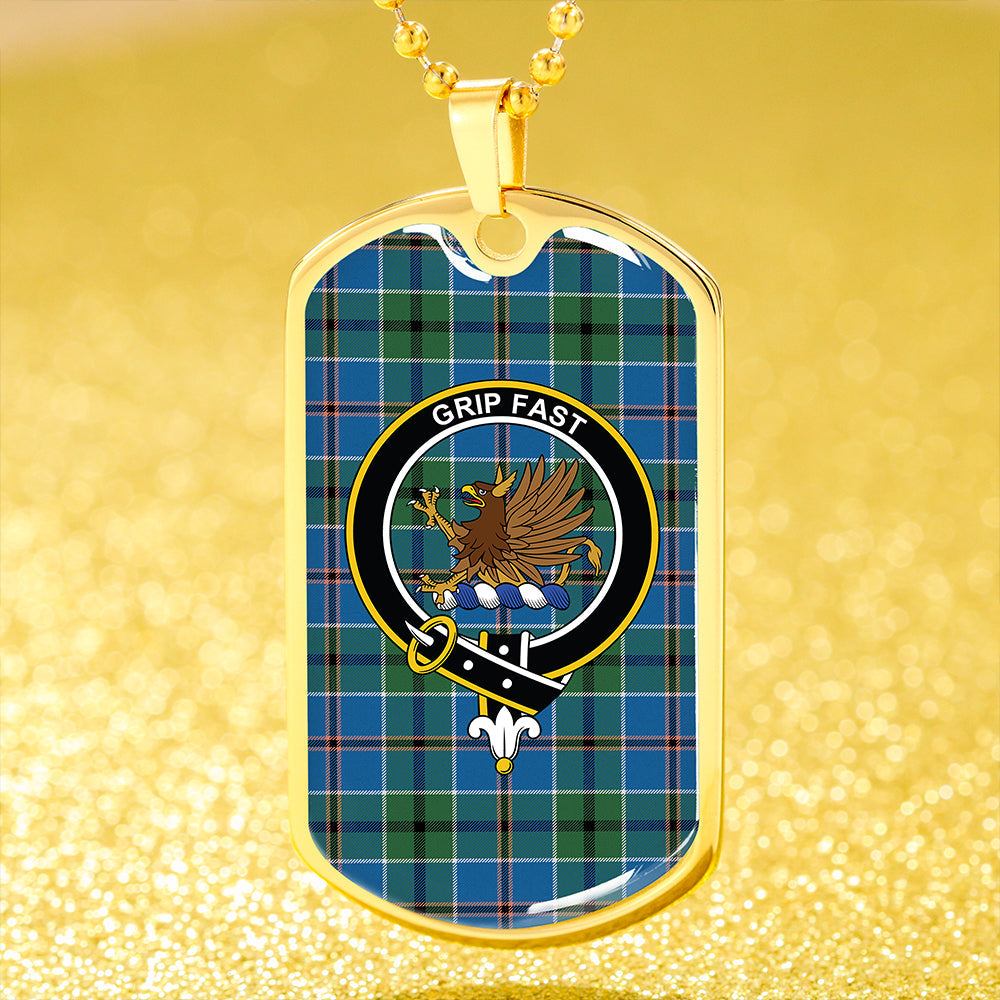 Leslie of the Hebrides Ancient Clan Badge Classic Tartan Dog Tag Necklace