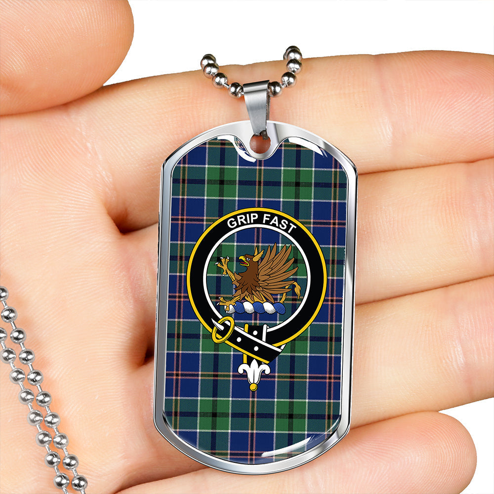 Leslie of the Hebrides Modern Clan Badge Classic Tartan Dog Tag Necklace