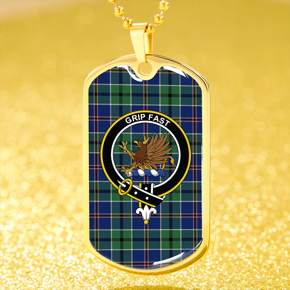 Leslie of the Hebrides Modern Clan Badge Classic Tartan Dog Tag Necklace