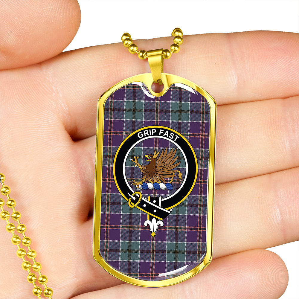 Leslie of the Hebrides Weathered Clan Badge Classic Tartan Dog Tag Necklace