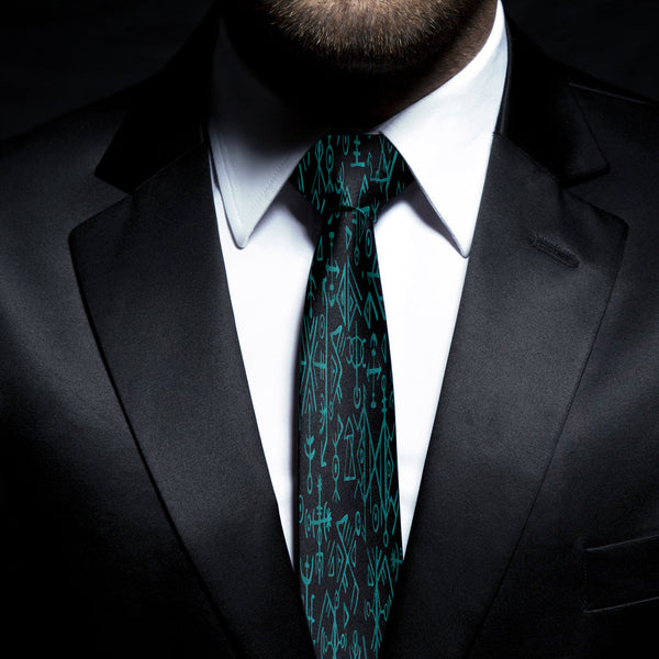 Viking Necktie Letters Symbol Cyan