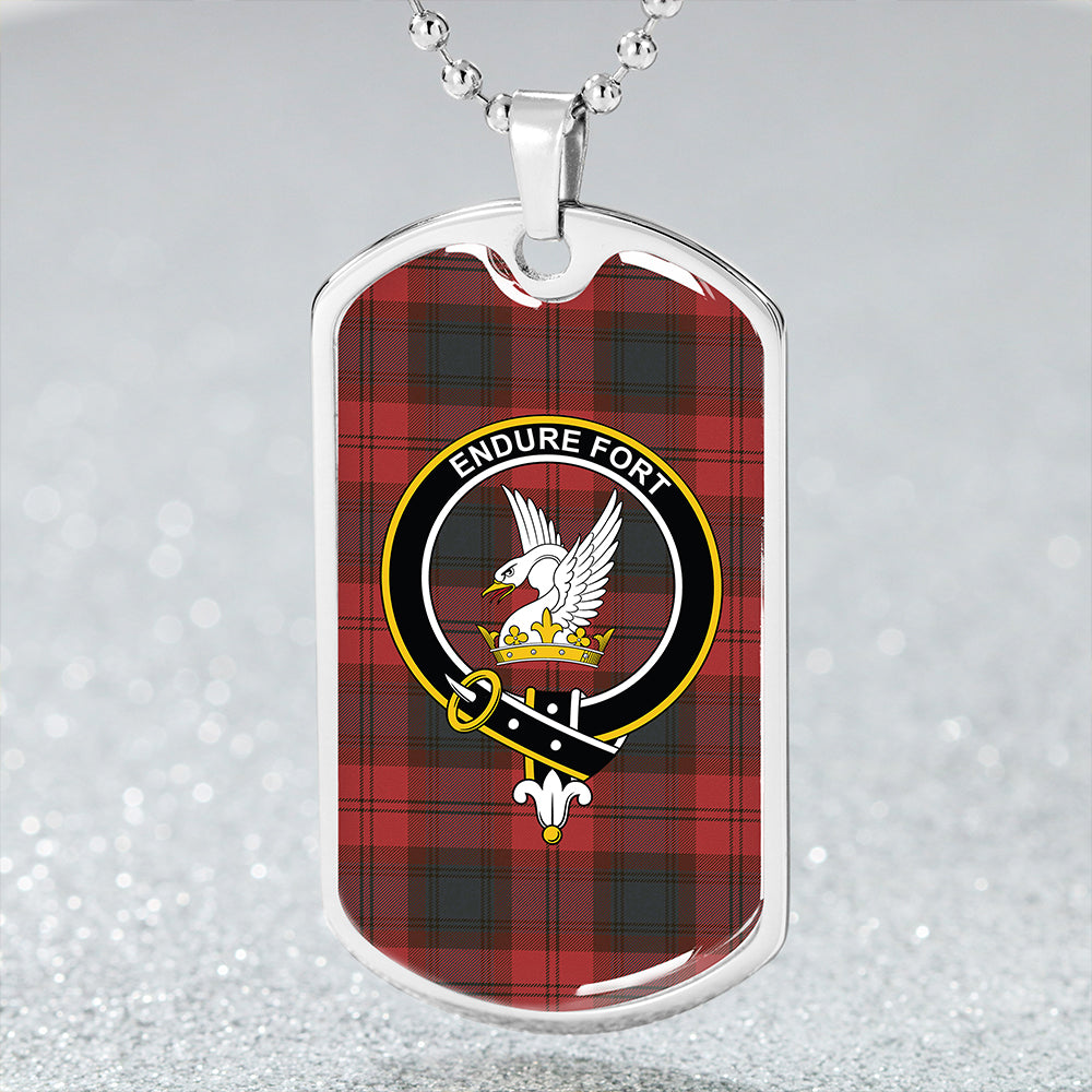 Lindsay Black lines Weathered Clan Badge Classic Tartan Dog Tag Necklace