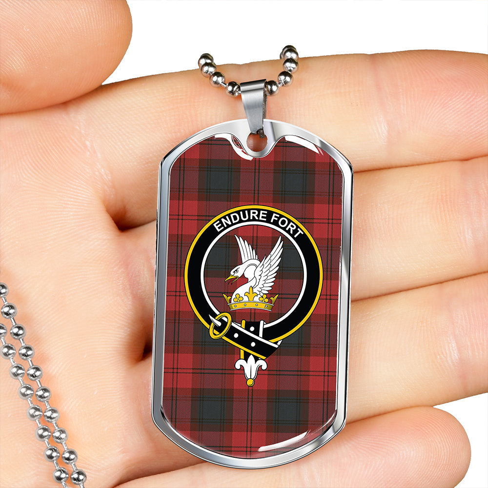 Lindsay Black lines Weathered Clan Badge Classic Tartan Dog Tag Necklace
