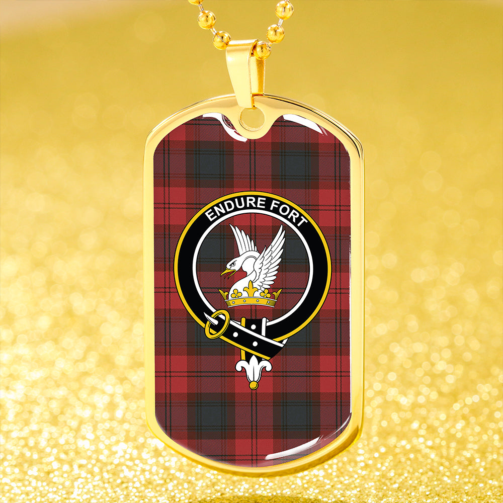 Lindsay Black lines Weathered Clan Badge Classic Tartan Dog Tag Necklace