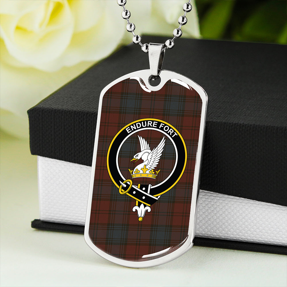 Lindsay #2 Weathered Clan Badge Classic Tartan Dog Tag Necklace