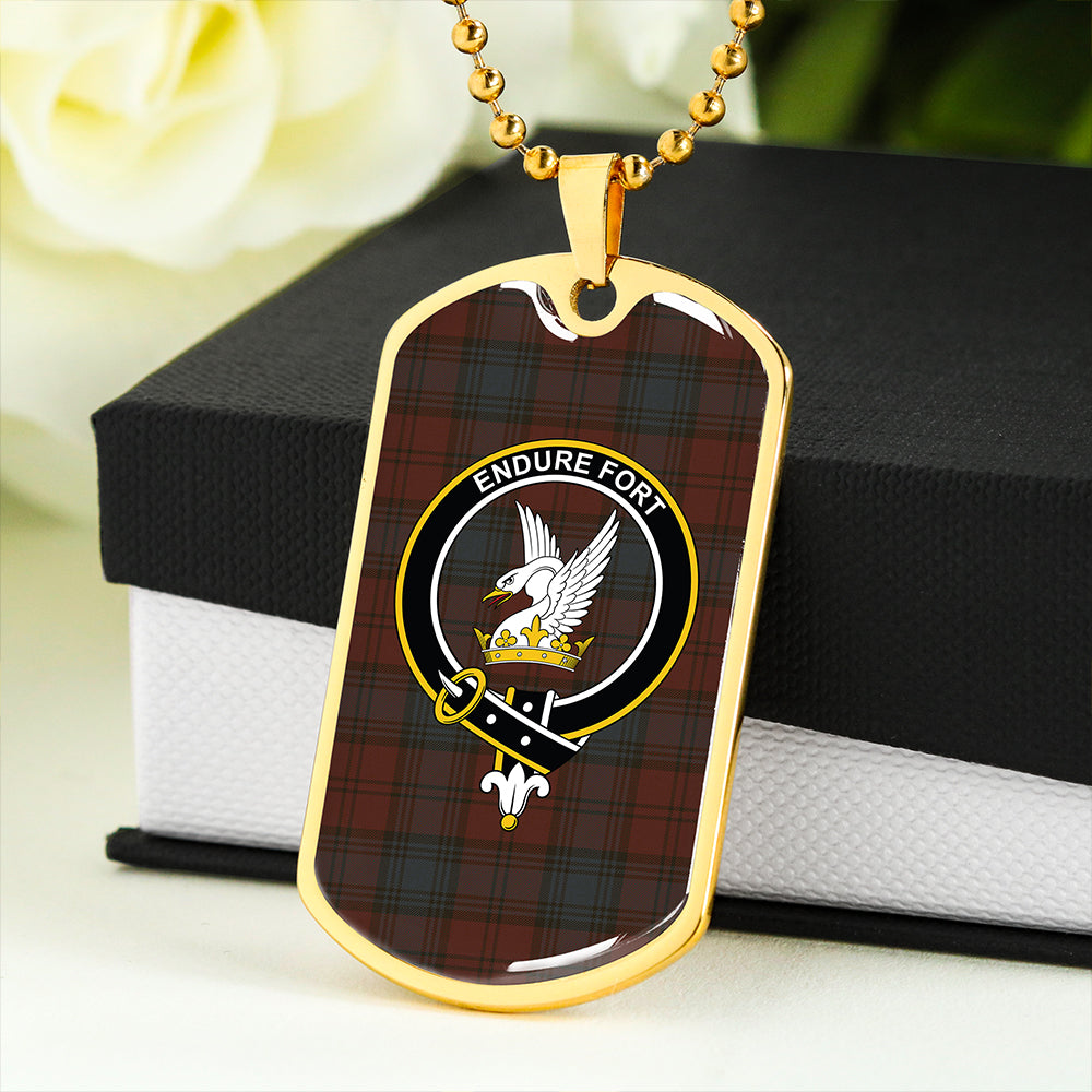 Lindsay #2 Weathered Clan Badge Classic Tartan Dog Tag Necklace